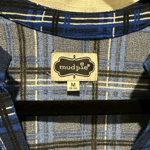 Mud Pie Women M Plaid Long Sleeve Tunic Top V Neck Blue Fall Winter Wear Causal - Picture 3 of 10